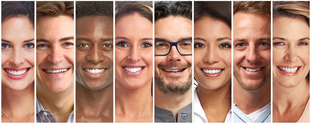 Line of smiling adults