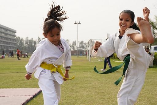 Girls doing martial arts